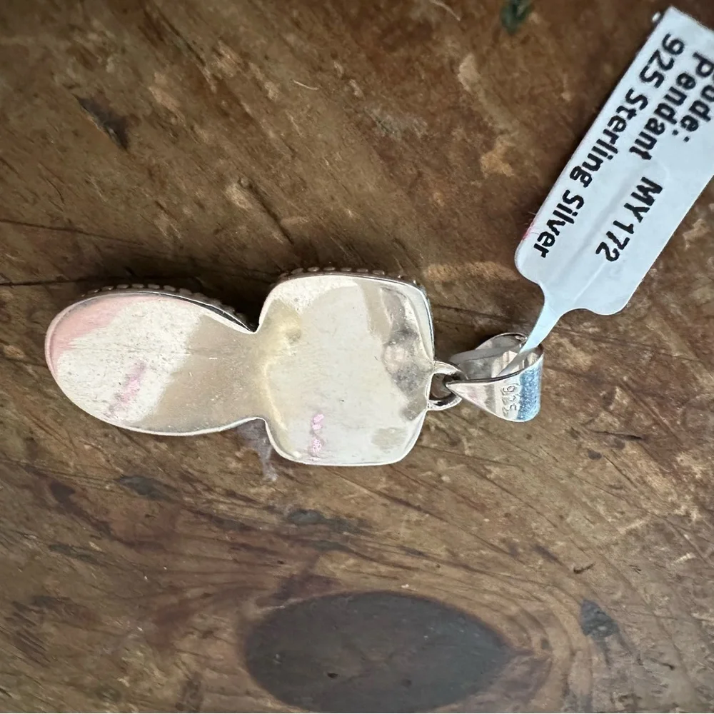 Brand New Sterling Silver 925 Red Rose Dahlia Double Stone Pendant Necklace - Picture 9 of 9